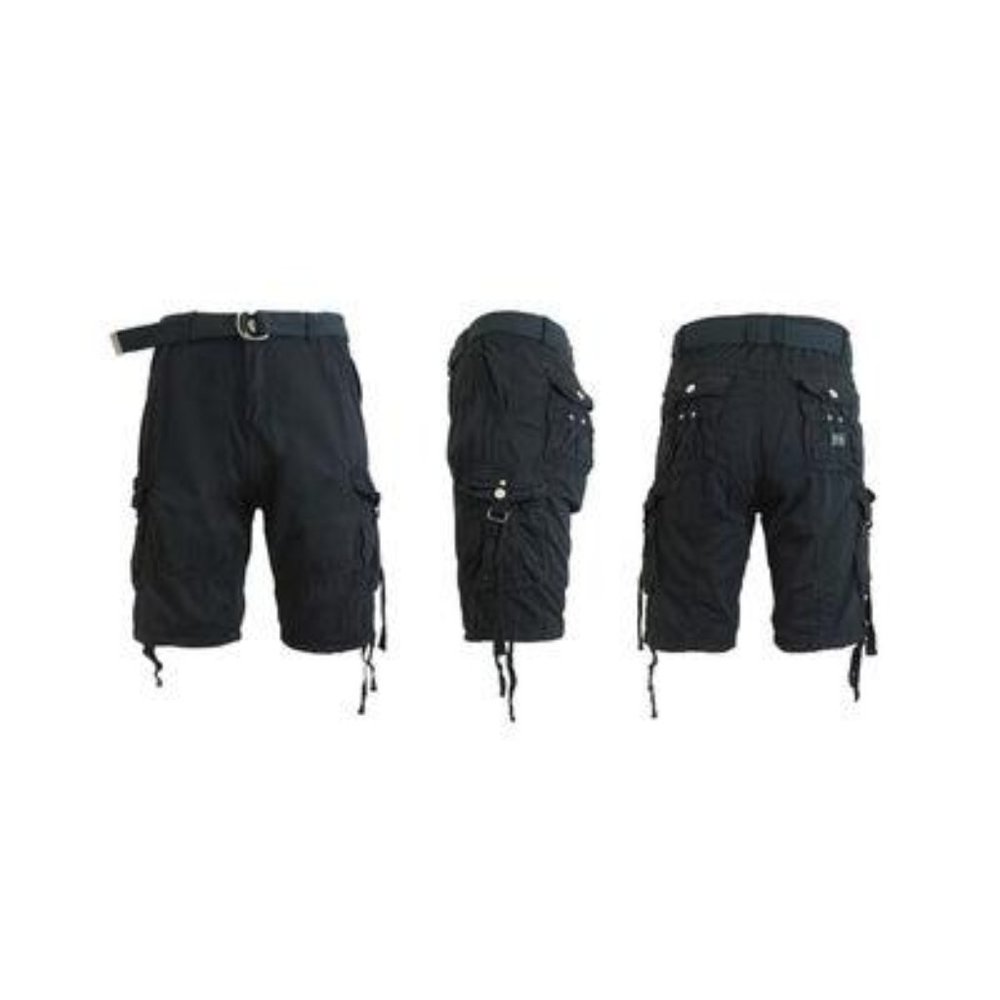 Men's Vintage Cotton Cargo Shorts with Belt